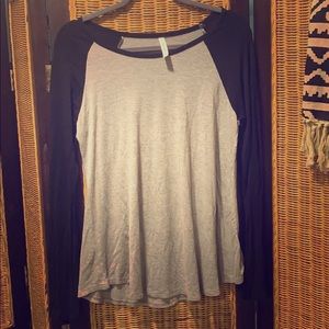 Active USA black and grey Raglan Long Sleeve Tee